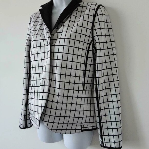New AKRIS Black Reversible Grid Pattern Blazer Jacket 6, 12 - Picture 8 of 9